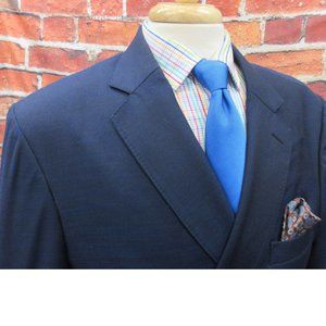 46 R- SAM SURING BESPOKE SUPER 130's WOOL SPORT COAT NAVY BLUE